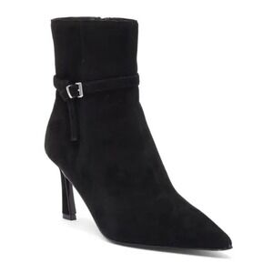 Steve Madden Womens Black Suede Ankle Boots Pointed Toe Stiletto Heels 11M‎ NEW